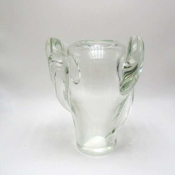 Vintage Art Nouveau clear heavy crystal glass bud vase with side swirls - 6" - Picture 2 of 15